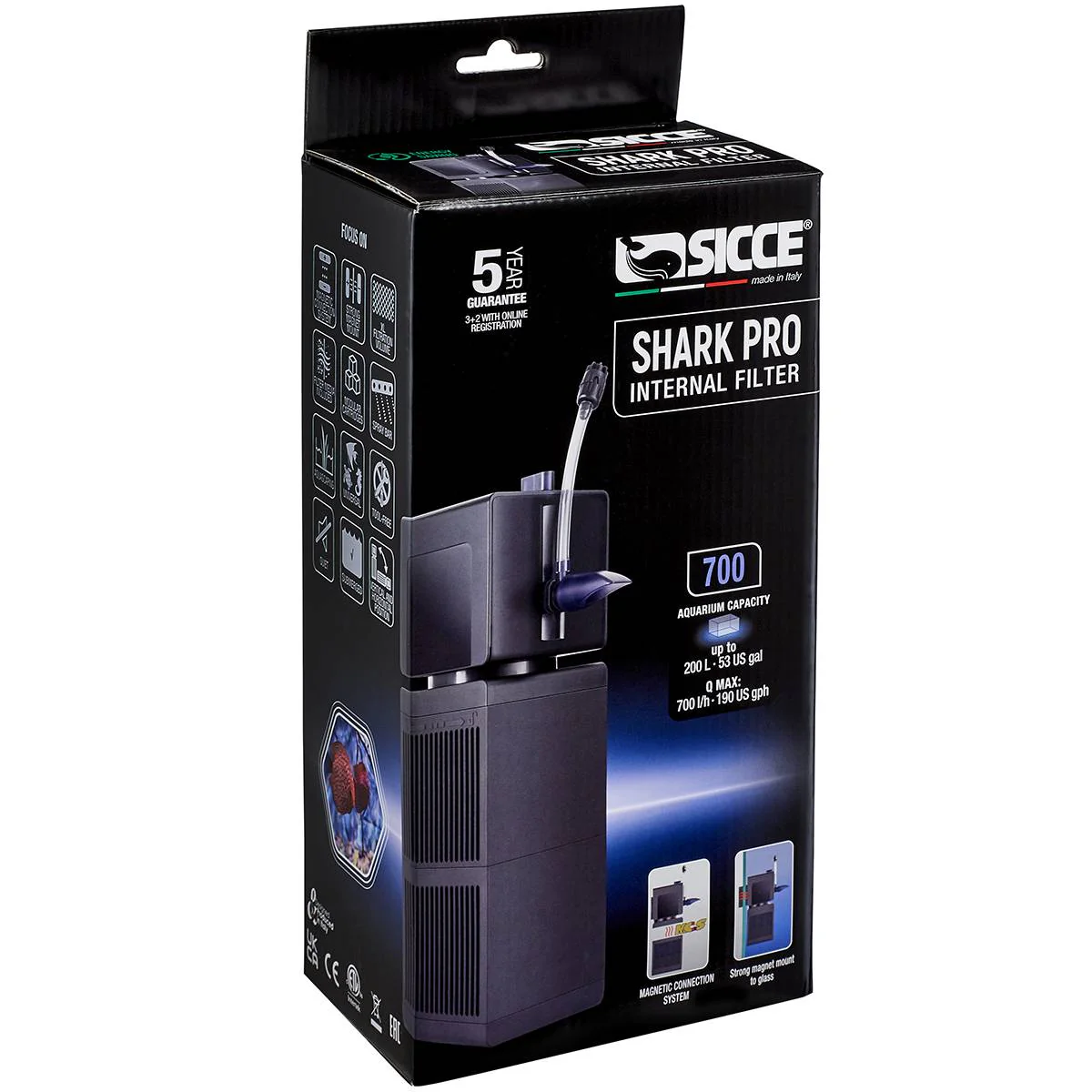 Shark PRO 700 Internal Filter (185 GPH) - Sicce - Image 6